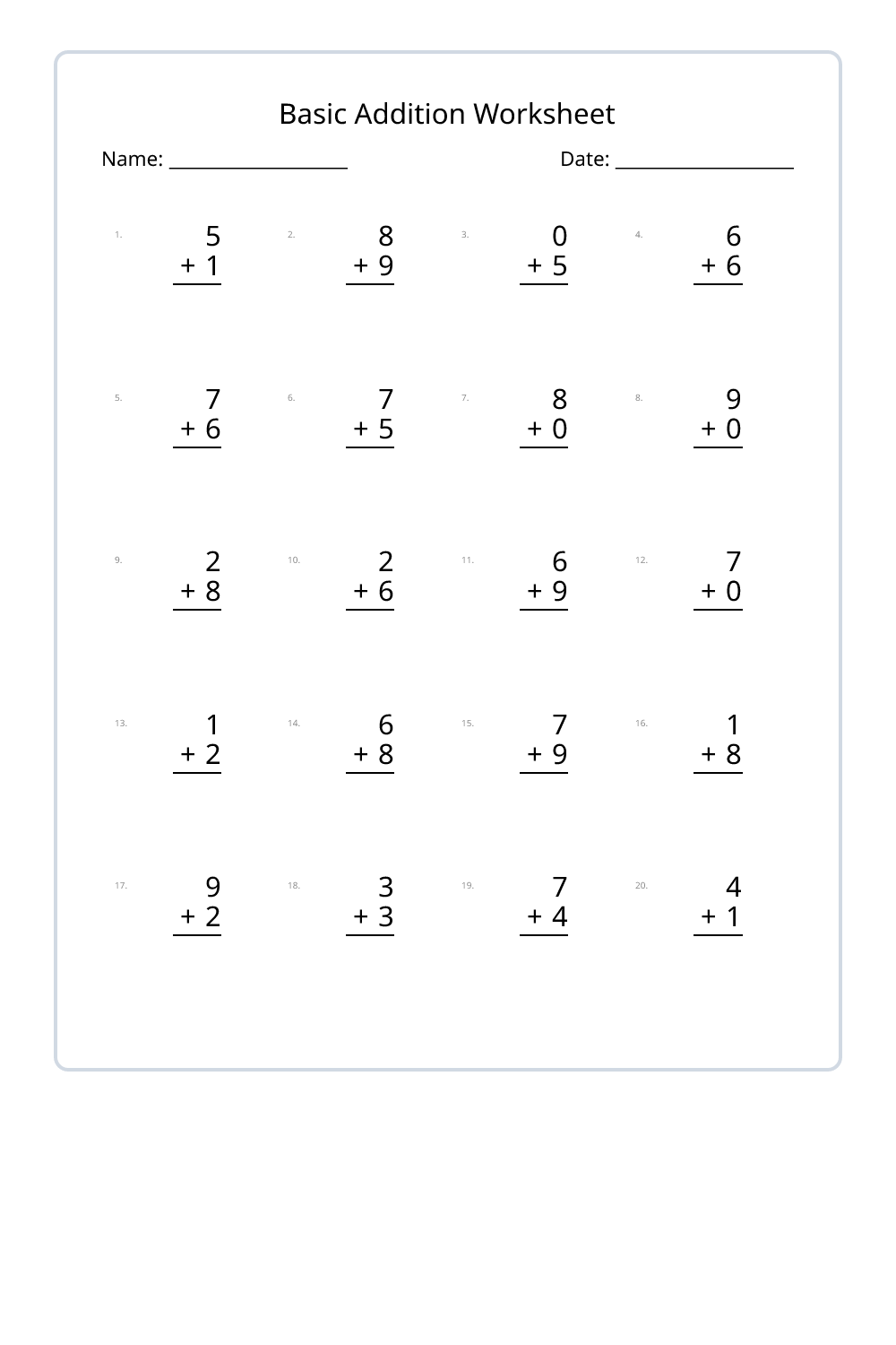 3rd Grade Basic Addition Worksheets Set 1 - Free Printable PDF ...