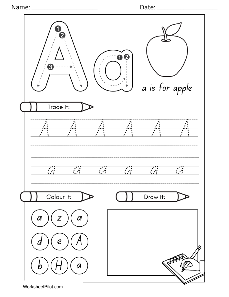 Kindergarten Letter A Tracing Worksheet - Free Printable PDF preview