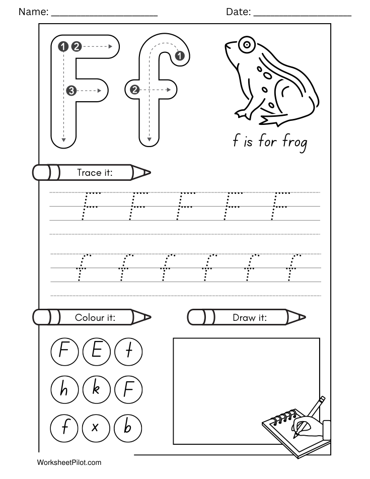 Kindergarten Letter F Tracing Worksheet - Free Printable PDF preview