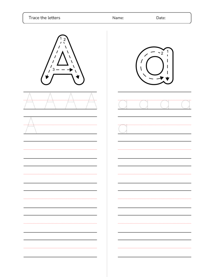 Kindergarten Letter A Tracing Worksheet Practice Set 3 - Free Printable PDF preview