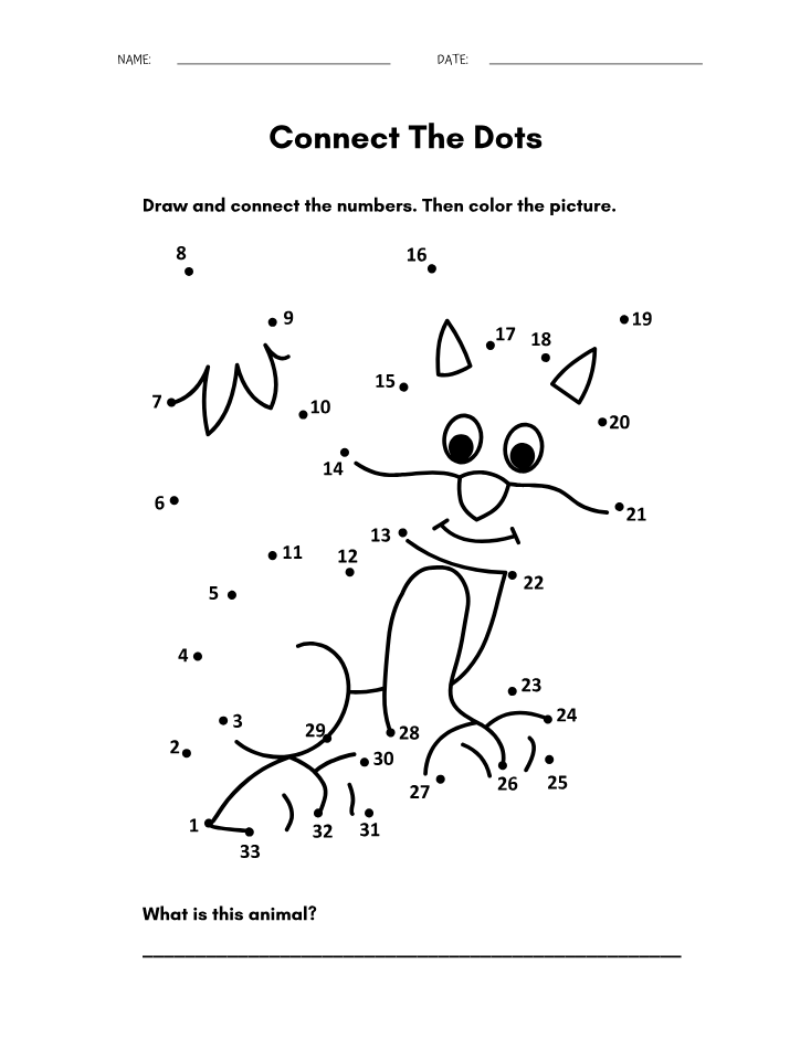 Kindergarten Beginner Cat Color by Number Worksheet - Free Printable PDF preview