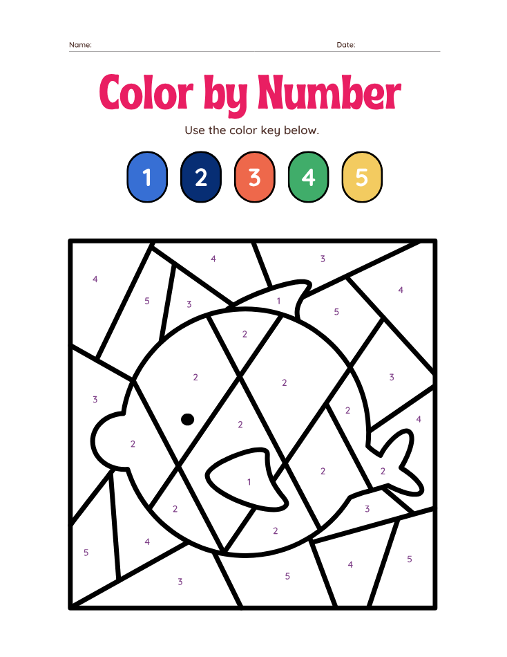 Kindergarten Beginner Number 2 Color by Number Worksheet - Free Printable PDF preview