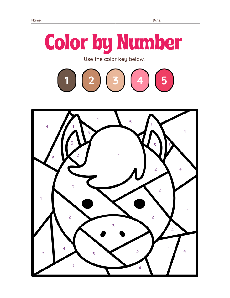 Kindergarten Beginner Number 4 Color by Number Worksheet - Free Printable PDF preview