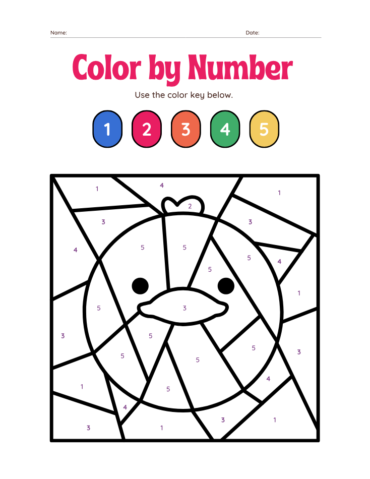 Kindergarten Beginner Number 6 Color by Number Worksheet - Free Printable PDF preview