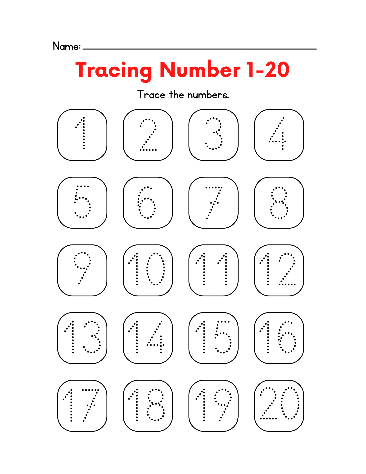 Kindergarten Beginner Numbers 0-10 Tracing Practice - Free Printable PDF preview